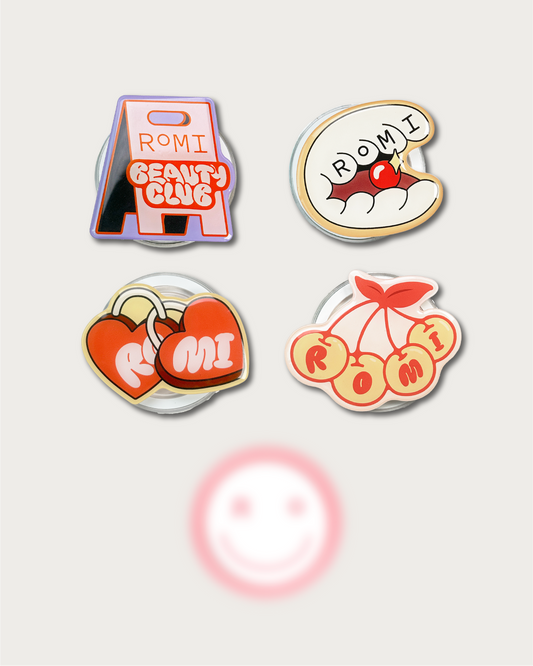 ROMI Beauty POPKET ROMIES phone grip for selfies and everyday use.